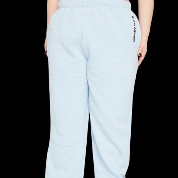 Dolls Kill | Women’s Pants | Joggers | Curve Blue Kanji Sweatpants - Picture 5 of 5